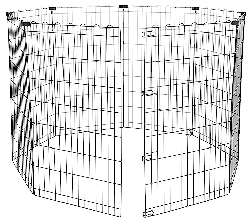 Amazon Basics Laufgehege für Hunde und andere Haustiere, faltbar, Metall, ohne Tür, 107 cm von Amazon Basics
