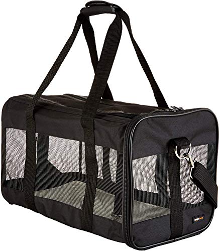 Amazon Basics Transporttasche für Haustiere, weiche Seitenteile, Schwarz, Größe L von Amazon Basics