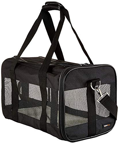 Amazon Basics AMZSC-002 Tragetasche für Hund Haustiere mit weichen Seiten, Größe M, Schwarz, L 24 x B 25 x H 42 cm von Amazon Basics