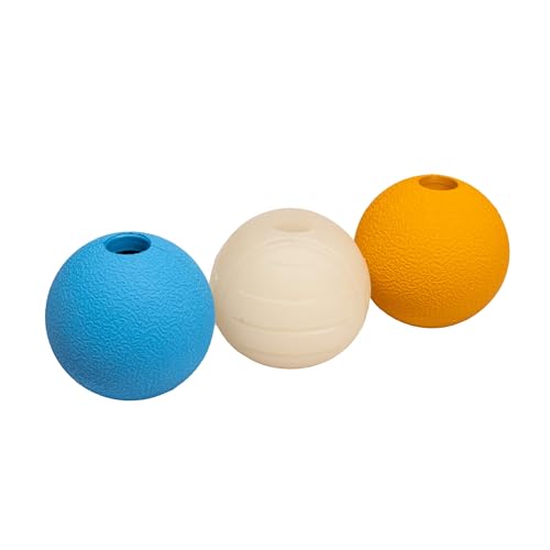 Amazon Basics Vorteilspack mit verschiedenen Hundebällen zum Spielen, 6.35 cm (3 Stück), Blau, Beige, Orange von Amazon Basics
