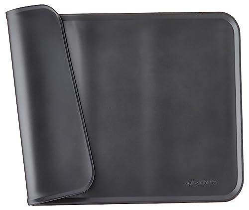 Amazon Basics Wasserabweisende Napfunterlage aus Silikon, Unterlage für Haustierfutter, 47 x 29 cm, Schwarz, Einzelbett von Amazon Basics