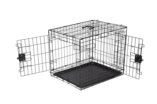 Amazon Basics Zusammenklappbarer Hundekäfig aus Metalldraht mit Bodenschale, Doppeltür, schwarz, L 76 x B 48 x H 53 cm Amazon Basics Zusammenklappbarer Hundekäfig aus Metalldraht mit Bodenschale, Doppeltür, schwarz, L 76 x B 48 x H 53 cm von Amazon Basics