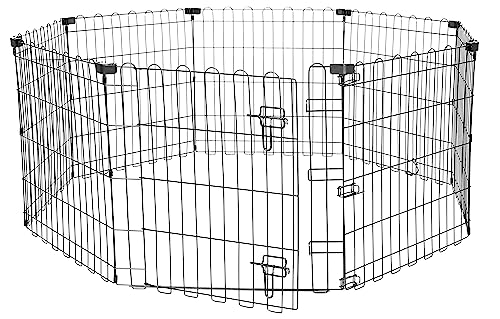 Amazon Basics Achteckig, Laufgehege für Hunde und andere Haustiere, faltbar, Metall, mit Tür, 61 cm, Schwarzer Amazon Basics Achteckig, Laufgehege für Hunde und andere Haustiere, faltbar, Metall, mit Tür, 61 cm, Schwarzer von Amazon Basics