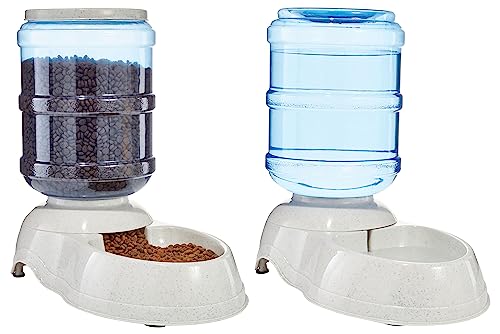 Amazon Basics Futter- und Wasserspender für Hunde, 2.5 Gallons, Größe L, Weiß, Klar von Amazon Basics