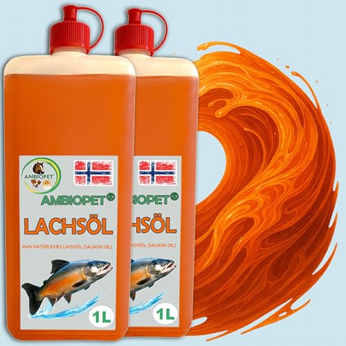 Ambiopet Premium Lachsöl 2X 1L (SF) Fisch-Öl für Hund Pferd Katze Barf Omega 3 & 6 Lachs von Ambiopet