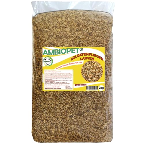 Ambiopet Soldatenfliegenlarven (Hermetia) getrocknet 2kg Packung, Black Soldier Fly, Protein- und fettreiches Wildvogelfutter, reich an Calcium und Laurinsäure von Ambiopet