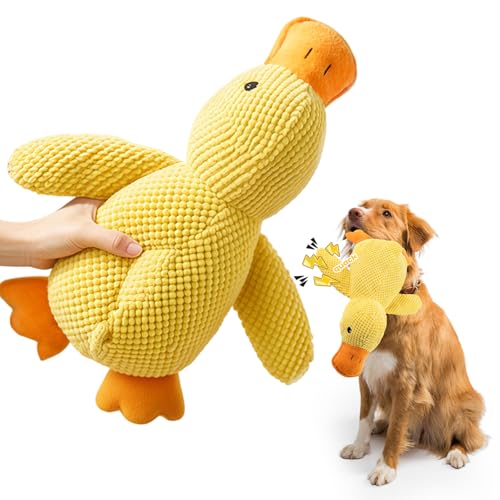 Ambolio Hundespielzeug Unzerstörbar, Gelb Anti Stress Ente für Hunde,Hund Kuscheltier, Unzerstörbares Quietschend, Plüsch-Kauspielzeug Klingendes Plüsch-Hundespielzeug Für Kleine(A) von Ambolio