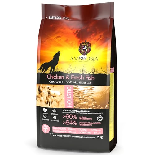Ambrosia Ultra Premium Pet Food - Hähnchen & frischer Fisch 2 Kg - Hollistic Hypoallergenic Grain Free - Puppy Food von Ambrosia Ultra Premium Pet Food