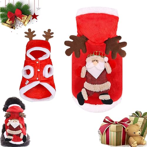Amebleak Weihnachts Kostüm für Hunde und Katzen - Haustier Kleidung Mit Kapuze, Weihnachtsmann Cosplay Mantel (M) von Amebleak