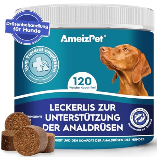 AmeizPet Hunde Weiche Leckerlis Analdrüsen Salbe für Hund, Analdrüsen Salbe Hund Verdauungssnacks, 120 Hunde Leckerlis von AmeizPet