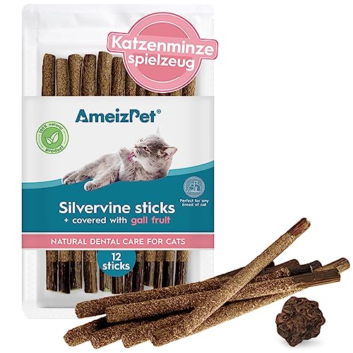 AmeizPet Katzenminze für Katzen, Katzenminze Spielzeug Natürlich Kauknochen Zahnpflege Katzen mit Gallenfrucht - Kauspielzeug Katze, Katzenminz Matatabi Katzensticks 12 Pcs AmeizPet Katzenminze für Katzen, Katzenminze Spielzeug Natürlich Kauknochen Zahnpflege Katzen mit Gallenfrucht - Kauspielzeug Katze, Katzenminz Matatabi Katzensticks 12 Pcs von AmeizPet