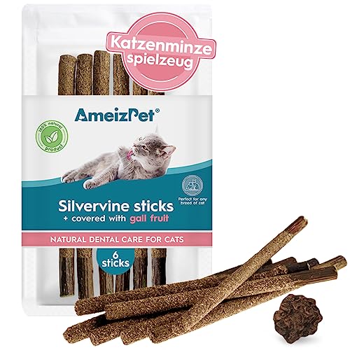 AmeizPet Katzenminze für Katzen, Katzenminze Spielzeug Natürlich Kauknochen Zahnpflege Katzen mit Gallenfrucht - Kauspielzeug Katze, Katzenminz Matatabi Katzensticks 6 Pcs AmeizPet Katzenminze für Katzen, Katzenminze Spielzeug Natürlich Kauknochen Zahnpflege Katzen mit Gallenfrucht - Kauspielzeug Katze, Katzenminz Matatabi Katzensticks 6 Pcs von AmeizPet