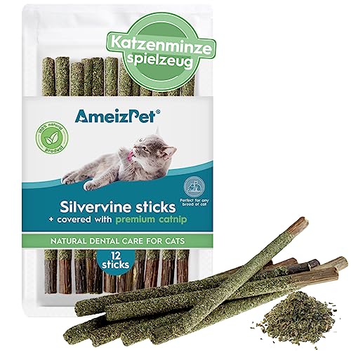 AmeizPet Katzenminze für Katzen, Katzenminze Spielzeug Natürlich Kauknochen Zahnpflege Katzen mit Katzenminz - Kauspielzeug Katze, Katzenminz Matatabi Katzensticks 12 Pcs AmeizPet Katzenminze für Katzen, Katzenminze Spielzeug Natürlich Kauknochen Zahnpflege Katzen mit Katzenminz - Kauspielzeug Katze, Katzenminz Matatabi Katzensticks 12 Pcs von AmeizPet