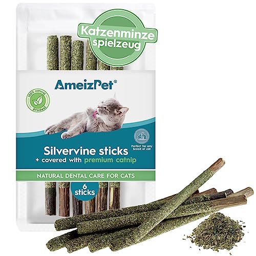 AmeizPet Katzenminze für Katzen, Katzenminze Spielzeug Natürlich Kauknochen Zahnpflege Katzen mit Katzenminz - Kauspielzeug Katze, Katzenminz Matatabi Katzensticks 6 Pcs AmeizPet Katzenminze für Katzen, Katzenminze Spielzeug Natürlich Kauknochen Zahnpflege Katzen mit Katzenminz - Kauspielzeug Katze, Katzenminz Matatabi Katzensticks 6 Pcs von AmeizPet