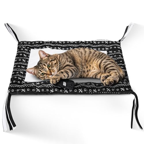 American Cat Club Wendbare Crinkle-Katzenmatte mit Maus-Spielzeug, schwarzes Schlammtuch-Muster, interaktive Crinkle-Spielmatte für Katzen, 45,7 x 33 cm von American Cat Club