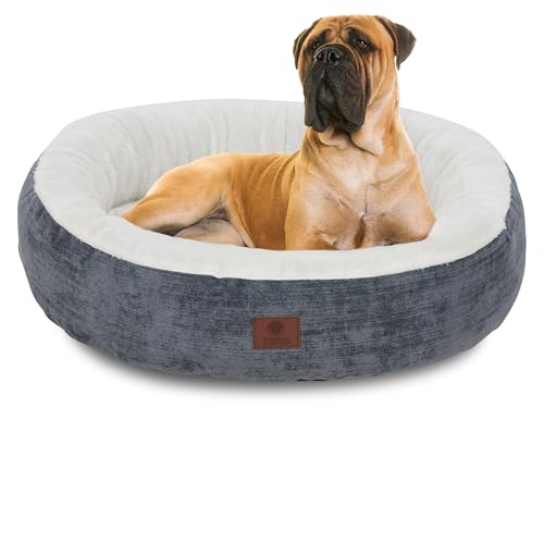 AMERICAN KENNEL CLUB Rundes Haustierbett, 78,7 cm, Mason Stoff, stilvoll, waschbar, mit Rutschfester Unterseite, Plüsch-Schlaffläche, für Katzen, große Rassen von American Kennel Club