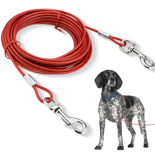 American Kennel Club AKC AKC28001 Kabelbinder für kleine Hunde bis zu 45 kg, Stahldrahtbinder für Haustiere und Kleintiere, Rot, 9 m von American Kennel Club