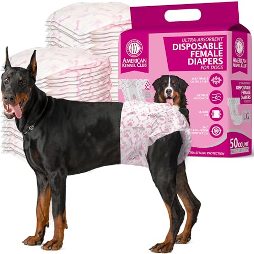American Kennel Club Einwegwindeln für Hündinnen mit Nässeindikator, groß, 50 Stück von American Kennel Club