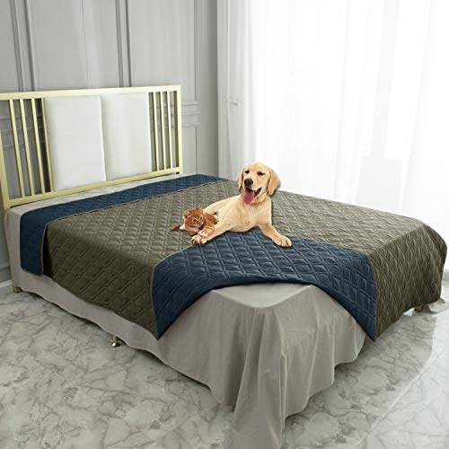 Ameritex Wasserdichte Hundedecke für Bett Couch Sofa, 82x102 Inches, Grün+Marineblau von Ameritex