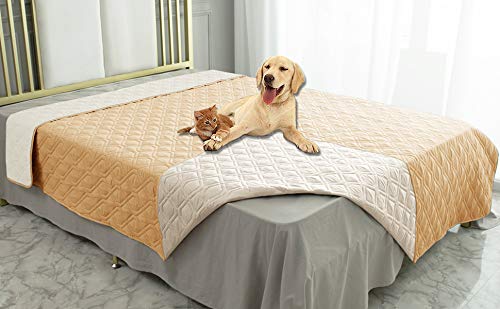 Ameritex Wasserdichte Hundedecke für Bett Couch Sofa, 82x82 Inches, Sand+Beige von Ameritex