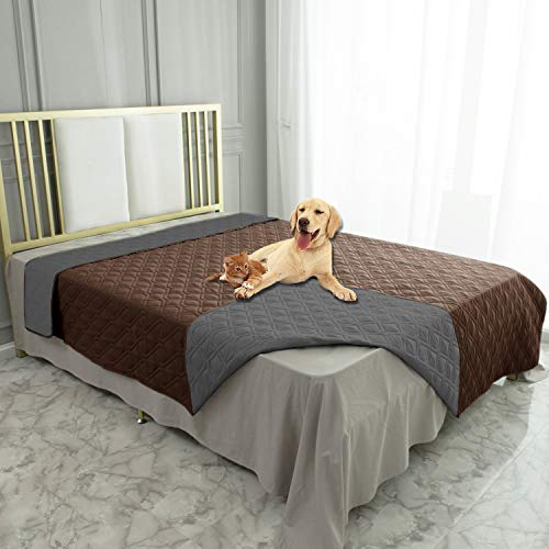 Ameritex Wasserdichter Hundebettbezug Haustierdecke für Möbel, Bett, Couch, Sofa, wendbar (203 x 253 cm, Schokoladen+Dunkelgrau) von Ameritex