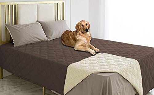 Ameritex Wasserdichter Hundebettbezug Haustierdecke mit rutschfester Rückseite für Möbel, Bett, Couch, Sofa (132 x 203 cm, Schokolade) von Ameritex