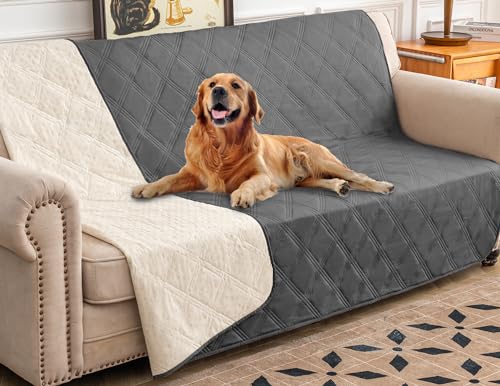 Ameritex Wasserdichter Hundebettbezug Haustierdecke mit rutschfester Rückseite für Möbel, Bett, Couch, Sofa (132 x 203 cm, dunkelgrau) von Ameritex