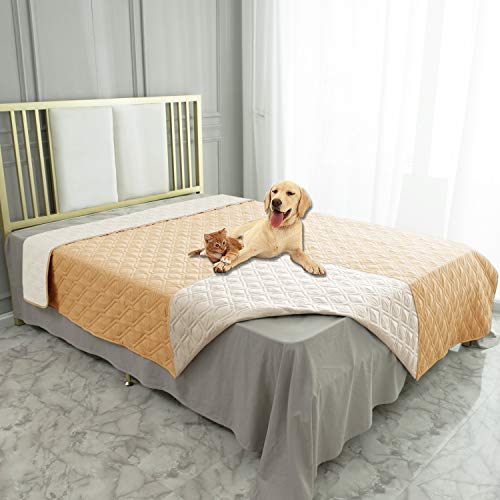 Ameritex wasserdichte Hundedecke für Bett Couch Sofa, 82x102 Inches, Sand+Beige von Ameritex