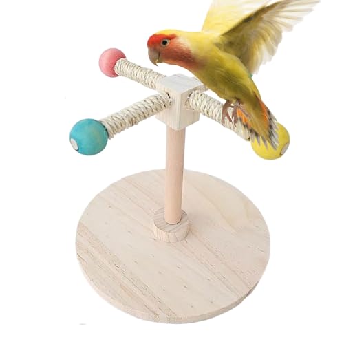 Amesor Papageiung Barsch, Vogelperchspielzeug - Verspieltes Vogelperchspielzeug - Interaktive rotierende hölzerne Futtersuche Kaust von Amesor
