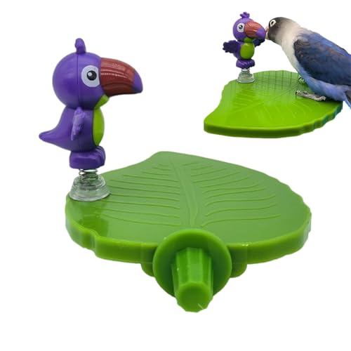 Amesor Vogelstange Spielzeug - Ständer Tablett Käfig Sitz Blattförmig | Interaktives Spielzeugtablett Für Schlafzimmer Balkon Garten von Amesor