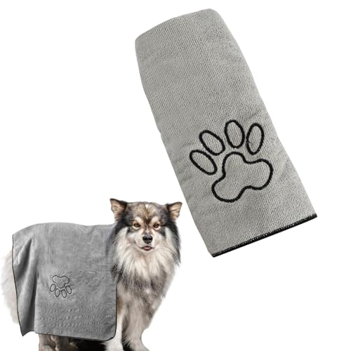 Amexo Hundehandtücher zum Trocknen von Hunden 120cm x 80cm Extra Saugfähig Hundehandtuch Mikrofaser Haustier-Badetücher mit Gestickter Pfote Schnelltrocknend für Alle Rassen (2) von Amexo