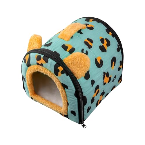 Amexo Meerschweinchen Bett mit Abnehmbarem Kissen Gemütliches Kleintierbetten Kaninchen Kuschelhöhle Warmes Hamsterhaus Haustierzelt-Höhlenbett für Frettchen Igel Chinchilla (Blau) von Amexo