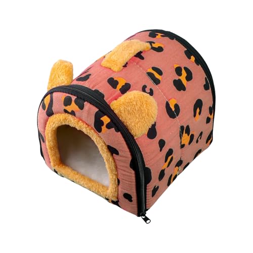 Amexo Meerschweinchen Bett mit Abnehmbarem Kissen Gemütliches Kleintierbetten Kaninchen Kuschelhöhle Warmes Hamsterhaus Haustierzelt-Höhlenbett für Frettchen Igel Chinchilla (Rot) von Amexo