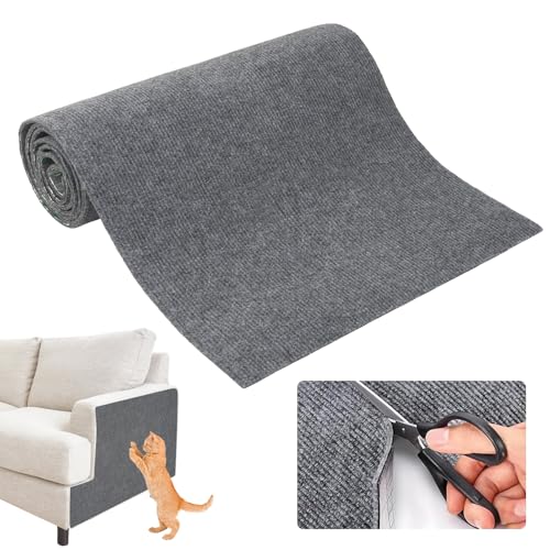 Amexo Selbstklebend Kratzteppich Katze Wand, 200cmx40cm Kratzmatte Katze Kratzteppich Katze Katzenkratzmatte, DIY Trimmbarer Kratzbretter Katze Zum Schutz von Teppichen Sofas und Möbeln (Grau) von Amexo