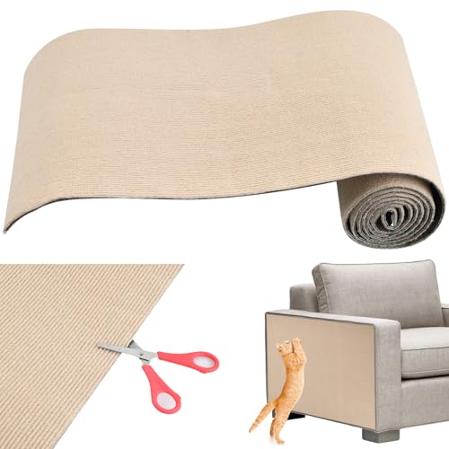 Amexo Selbstklebend Kratzteppich Katze Wand, 200cmx40cm Kratzmatte Katze Kratzteppich Katze Katzenkratzmatte, DIY Trimmbarer Kratzbretter Katze Zum Schutz von Teppichen Sofas und Möbeln (Khaki) von Amexo