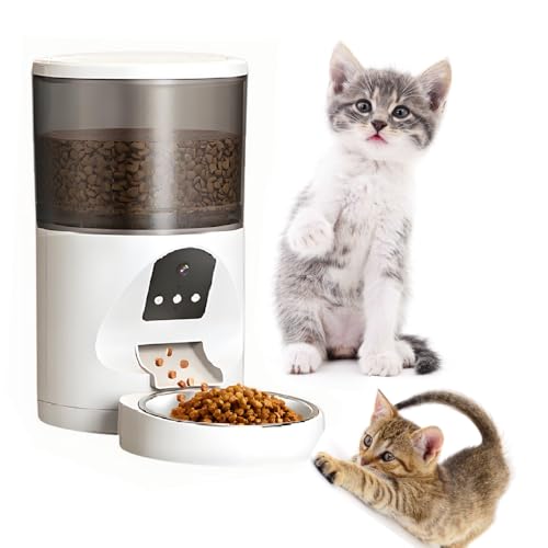 Automatischer Katzenfutterspender mit Kamera, 6L Lebensmittelspeicher, 2-Wege-Audio, duale Stromversorgung, abnehmbar für einfache Reinigung, Katzenfutterspender mit Trockenmittelbeutel von Amhuui