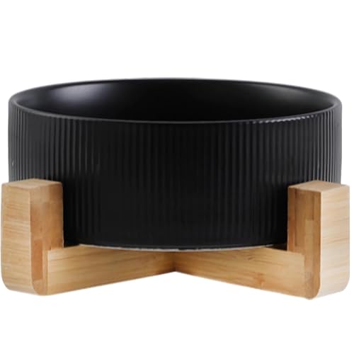 AmiCera Hundenapf mit Ständer, Keramik-Hundenapf mit Streifen, 600 ml, Hundenapf, Wassernapf, Hundenapf mit Fressen und Trinken, Katzennapf, schwarz, 15,2 cm AmiCera Hundenapf mit Ständer, Keramik-Hundenapf mit Streifen, 600 ml, Hundenapf, Wassernapf, Hundenapf mit Fressen und Trinken, Katzennapf, schwarz, 15,2 cm von AmiCera