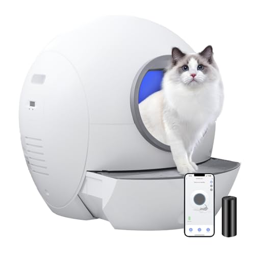 Amicura Selbstreinigende Katzentoilette, Automatisch katzenklo selbstreinigend mit APP Kontrol/Safe Alert/LED-Anzeige, WiFi Elektrisches toiletten für Katzen 2024 Neu von Amicura