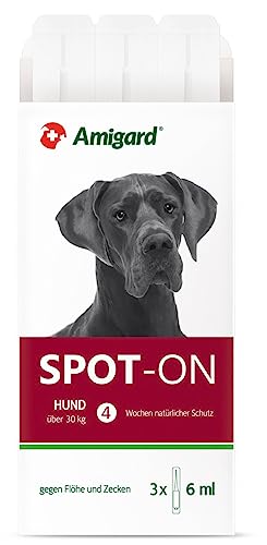 Amigard Spot-On 3er Pack für große Hunde, gegen Zecken und Flöhe, 3X 1 Monat Schutz, pflanzliche Wirkstoffe, ohne Parfüm und Konservierungsmittel, vegan von Amigard
