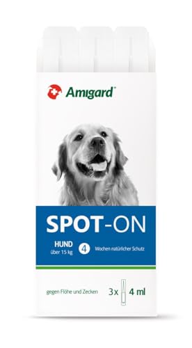 Amigard Spot-On 3er Pack für mittlere Hunde, gegen Zecken und Flöhe, 3X 1 Monat Schutz, pflanzliche Wirkstoffe, ohne Parfüm und Konservierungsmittel, vegan von Amigard