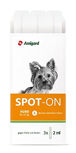 Amigard Spot-On 3er Pack für kleine Hunde, gegen Zecken und Flöhe, 1 Monat Schutz, pflanzliche Wirkstoffe, ohne Parfüm und Konservierungsmittel, vegan von Amigard