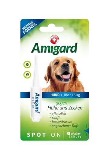 Amigard Spot-On 1er Pack für mittlere Hunde, gegen Zecken und Flöhe, 1 Monat Schutz, pflanzliche Wirkstoffe, ohne Parfüm und Konservierungsmittel, vegan von amigard