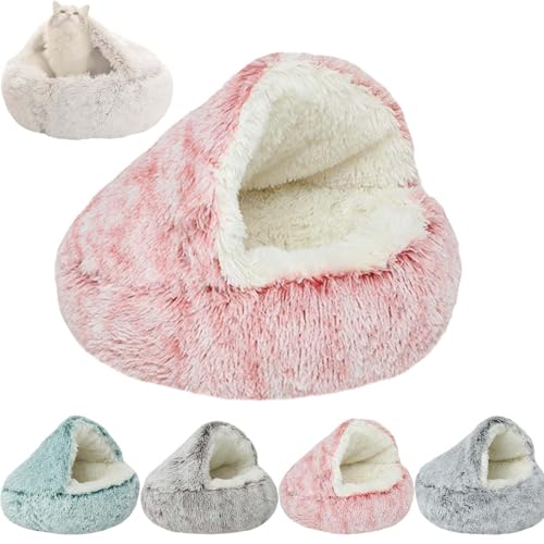 Amiweny Pursnug, Pursnug Cat Bed, Purrsnug Calming Cozycave, Pursnug Cat Cave, Calming Plush Dog Bed, Cozy Cocoon Pet Bed for Dogs, Cocoon Dog Bed (40 * 40cm,Pink, Long Velvet) von Amiweny