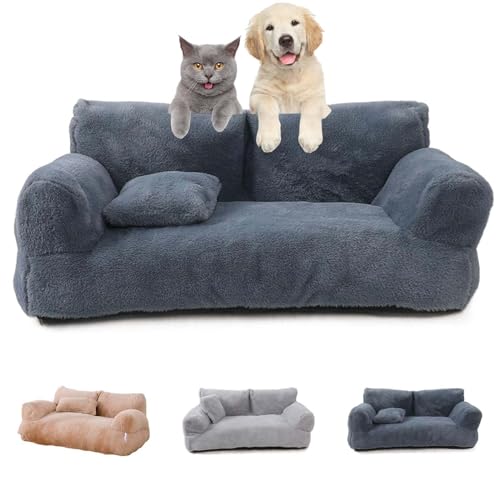 Amiweny Revuera Pet Sofa, Revuera Calming Pet Sofa, Revuera Pet Bed, Calming Dog Bed Fluffy Plush Pet Sofa, Washable Large Memory Foam Pet Dog Bed (S,Dark Gray) von Amiweny