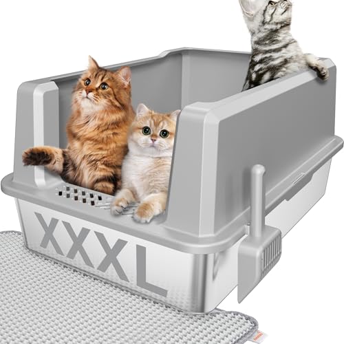 Amniau Jumbo-Katzentoilette aus Edelstahl, Größe XXXL, 71,1 x 52,1 x 35,6 cm, für große Katzen und Haushalte mit mehreren Katzen, auslaufsichere hohe Wände und rutschfester Boden, antihaftbeschichtet Amniau Jumbo-Katzentoilette aus Edelstahl, Größe XXXL, 71,1 x 52,1 x 35,6 cm, für große Katzen und Haushalte mit mehreren Katzen, auslaufsichere hohe Wände und rutschfester Boden, antihaftbeschichtet von Amniau