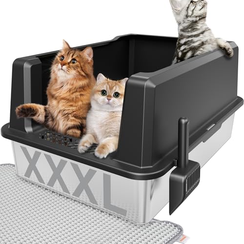 Amniau Jumbo-Katzentoilette aus Edelstahl, offen, XXL, 71,1 x 52,1 x 35,6 cm, für große Katzen und Haushalte mit mehreren Katzen, auslaufsichere hohe Wände und rutschfester Boden, antihaftbeschichtet Amniau Jumbo-Katzentoilette aus Edelstahl, offen, XXL, 71,1 x 52,1 x 35,6 cm, für große Katzen und Haushalte mit mehreren Katzen, auslaufsichere hohe Wände und rutschfester Boden, antihaftbeschichtet von Amniau