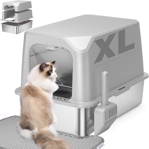 Katzentoilette aus Edelstahl, Hellgrau Katzentoilette aus Edelstahl, Hellgrau von Amniau
