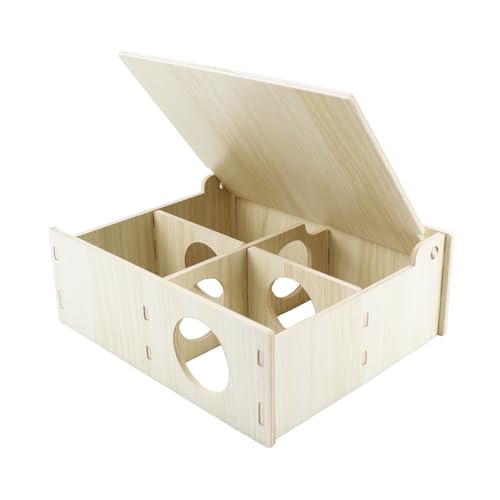 Amonk Mehrkammer-Hamsterhaus aus Holz, geheimer Peep-Schuppen und Erkundungsversteck mit Klappdeckel, Design Hamsterspieltunnel für Rennmäuse, Mäuse, Lemming und Kleintiere Amonk Mehrkammer-Hamsterhaus aus Holz, geheimer Peep-Schuppen und Erkundungsversteck mit Klappdeckel, Design Hamsterspieltunnel für Rennmäuse, Mäuse, Lemming und Kleintiere von Amonk