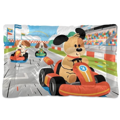 Amooorous Cartoon-Go-Kart-Hundematratze, waschbar, weich, rutschfest, für mittelgroße und große Hunde, 91,4 x 61 cm Amooorous Cartoon-Go-Kart-Hundematratze, waschbar, weich, rutschfest, für mittelgroße und große Hunde, 91,4 x 61 cm von Amooorous