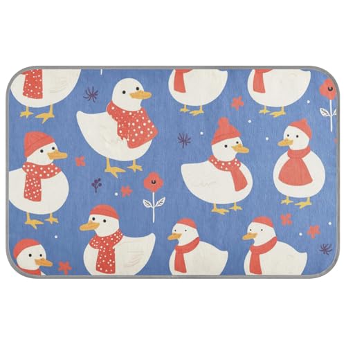 Amooorous Gel-Kühlkissen, selbstkühlendes Katzenbett für den Außenbereich, für Hunde, gemütliches Schlafband, Motiv: Cartoon-Ente, marineblau, Größe M von Amooorous